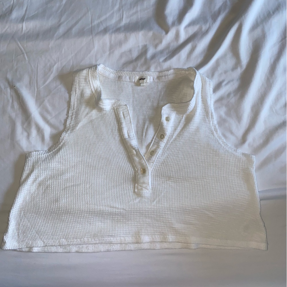 Aerie Ivory Textured Sleeveless Top